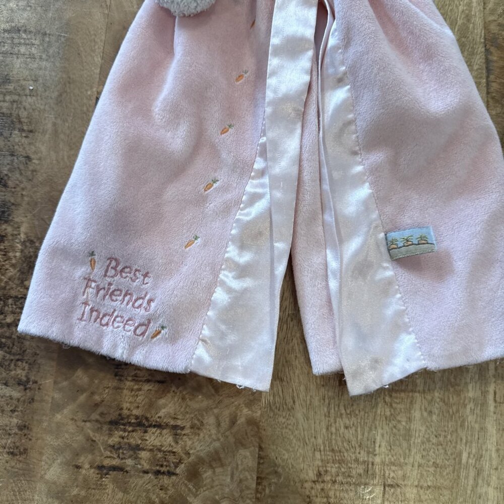 Bunnies By The Bay Best Friends Indeed White Bunny Pink Security Blanket Lovey - Picture 3 of 6